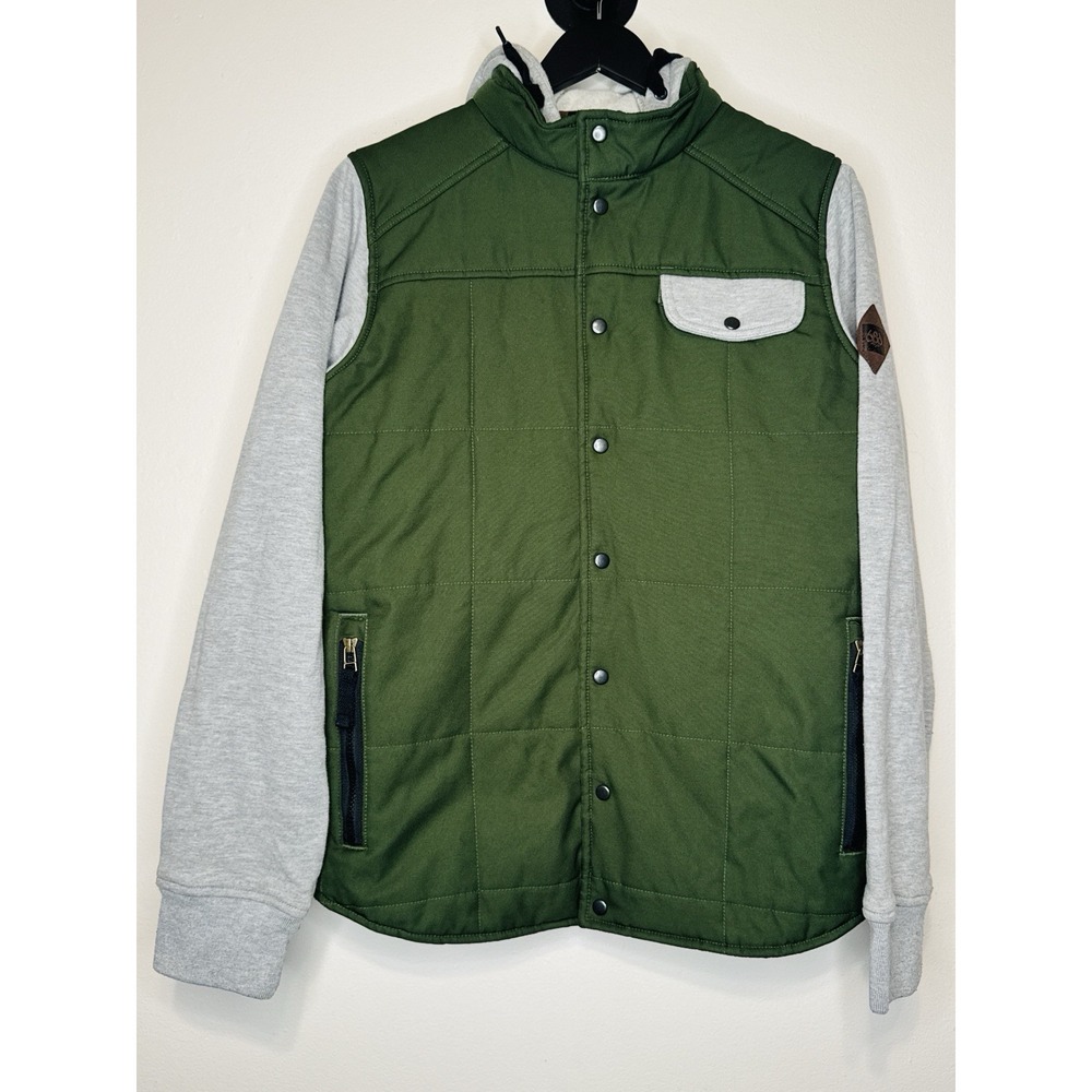 686 Quilted Parklan Insulated Jacket Vest Hoodie Green Snowboard Mens S
